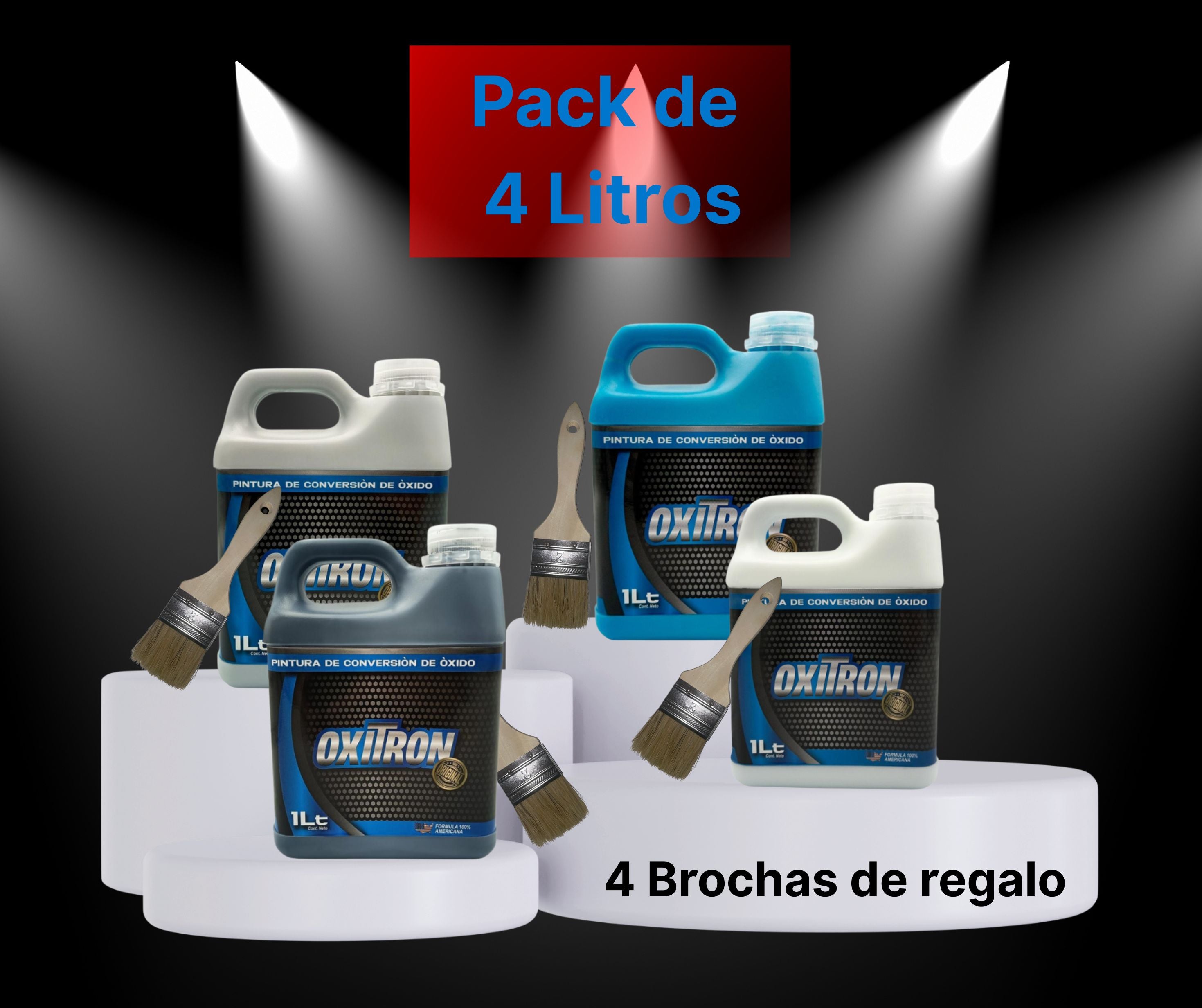 PINTURA ANTICORROSIVA DE 4 LITROS - 4 BOTELLAS DE 1 LITRO  + Brocha de regalo