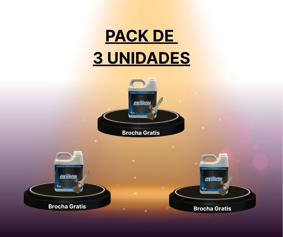 PINTURA ANTICORROSIVA DE 3 LITROS - 3 BOTELLAS DE 1 LITRO  + Brocha de regalo